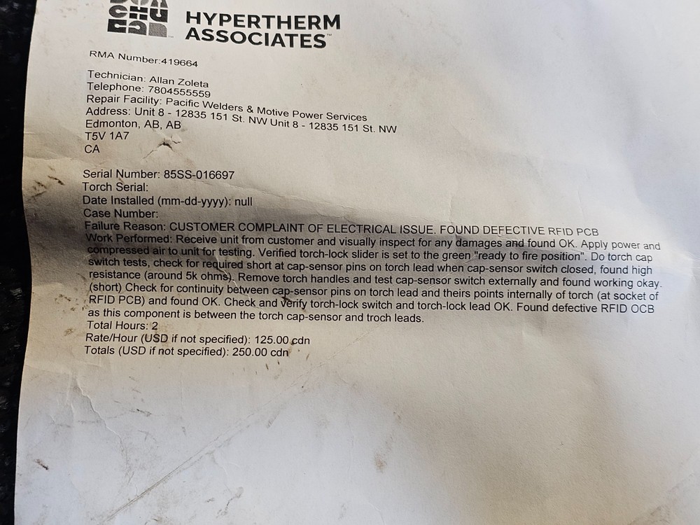 (QTY 2) Hypertherm 059614 Smart SYNC 75 Degree Handheld Torch *USED*