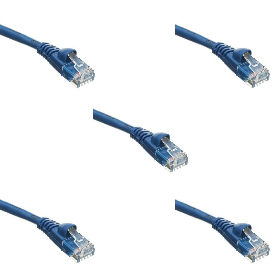 Pack of 5 Cables Snagless 75 Foot Cat5e Blue Network Ethernet Patch Cable