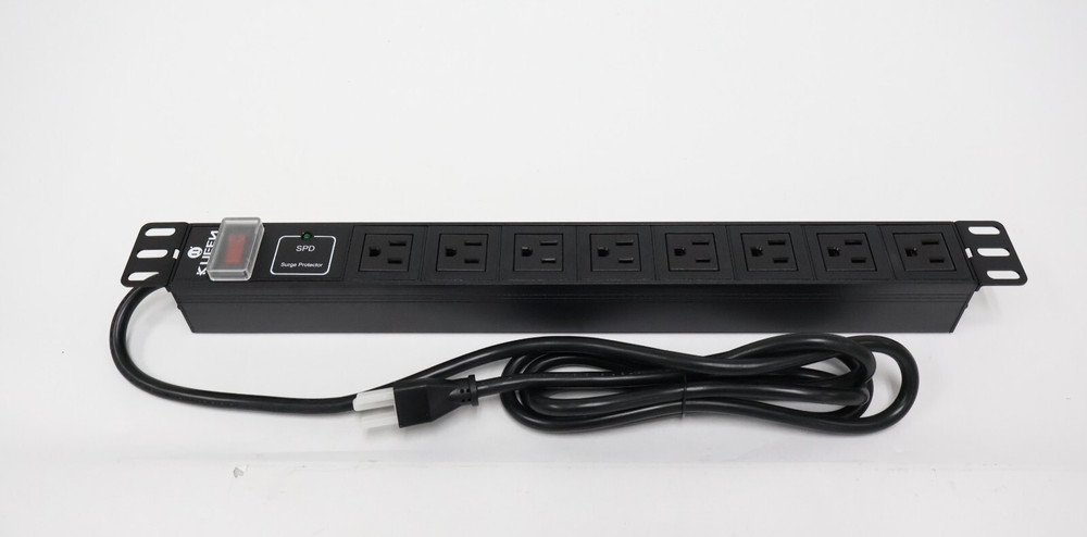 KUEEN 19" 1U Rack Mount PDU Power Strips, Server Rack Power Distribution Unit