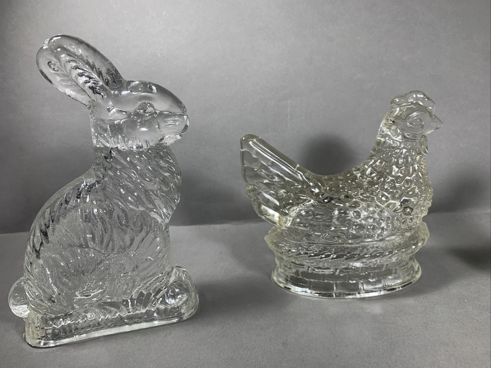 Vintage Easter Figural CANDY Container Chicken Nest Rabbits J.H. Millstein & Co.