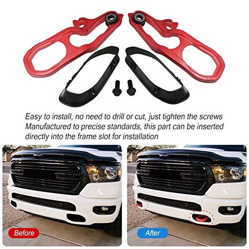 New Heavy Daty Front Car Tow Hooks Left & Right with Hardware Replacement Red
