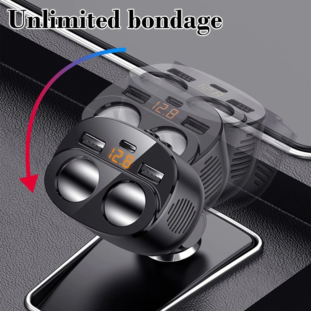 Car Cigarette Lighter Splitter 2-Socket Cigarette Lighter Adapter with Led Volt