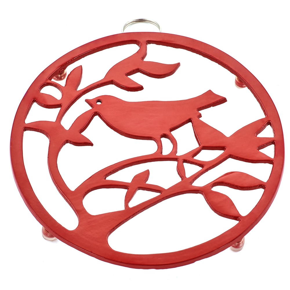 Old Dutch 206RD 8" Red Bird Trivet, 8" Diameter