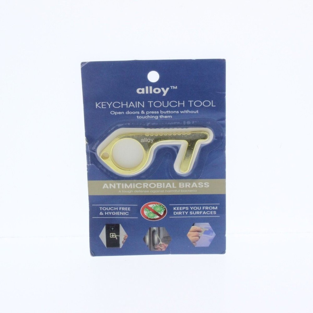 Alloy Keychain Touch Tool Antimicrobial Brass New