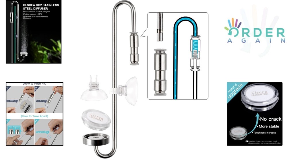 Stainless Steel Aquarium CO2 Diffuser Atomizer 35cm with Check Valve