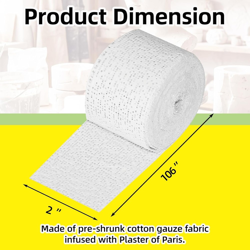Plaster Cloth Rolls 6 Pack for Body Casting and DIY Projects 2"x106"