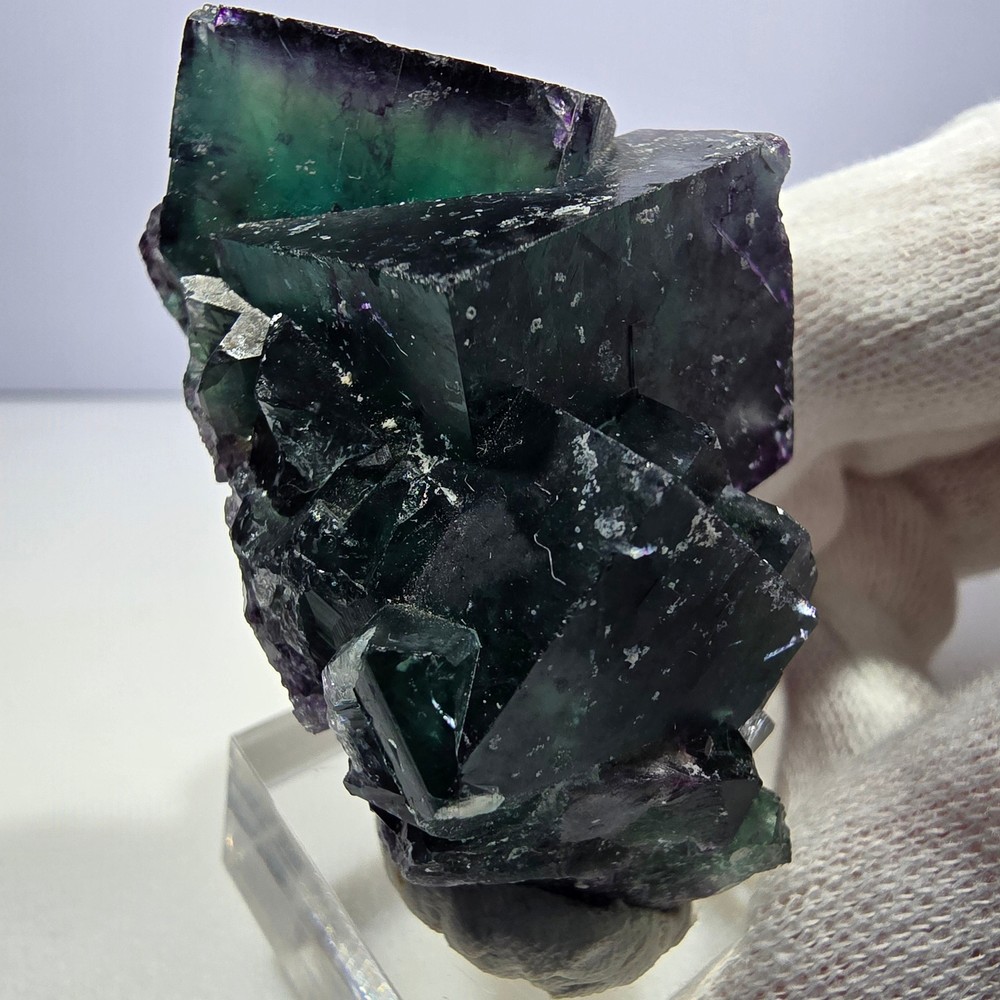 Clear Phantom Fluorite Cube Specimen zonal green purple Okorusu, Namibia