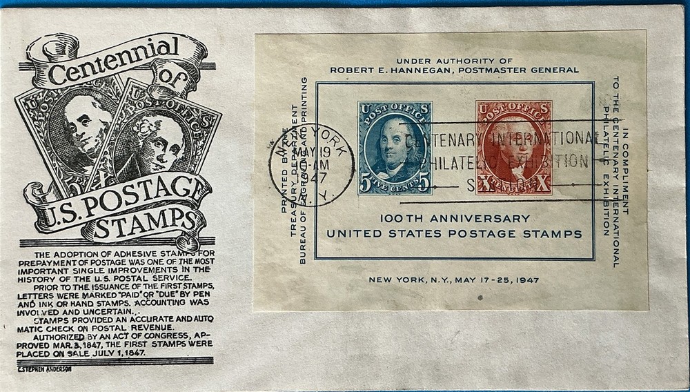 CSA C. Stephen Anderson 948 CIPEX Souvenir Sheet US Postage Stamps