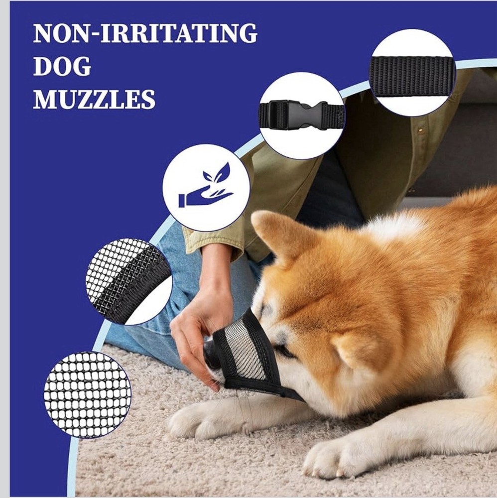 Dog Muzzle,Mesh Soft Muzzle for Small Medium Large Sized Dogs, Breathable Ref...