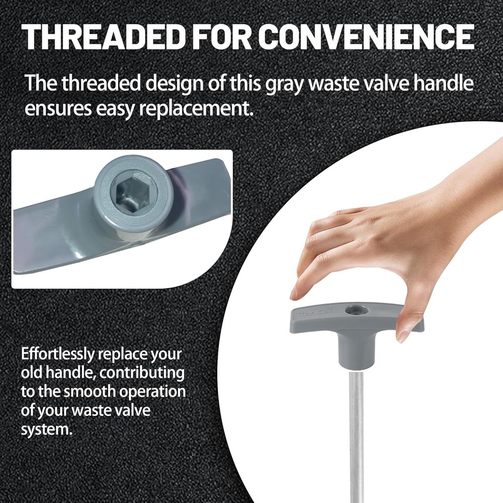 TonGass (2-Pack, Grey RV Waste Valve Handle Replacement for Extension Gray