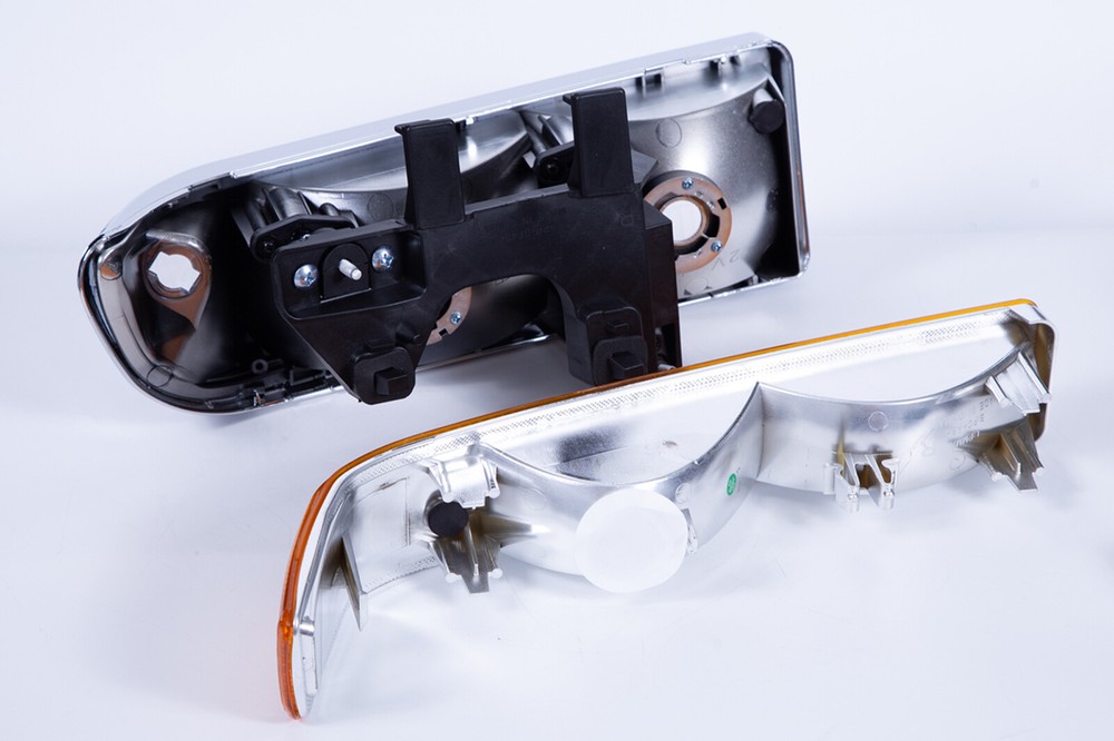 Pair Chrome Amber Headlights Assembly Halogen For 1998-2004 Chevy S10 Blazer