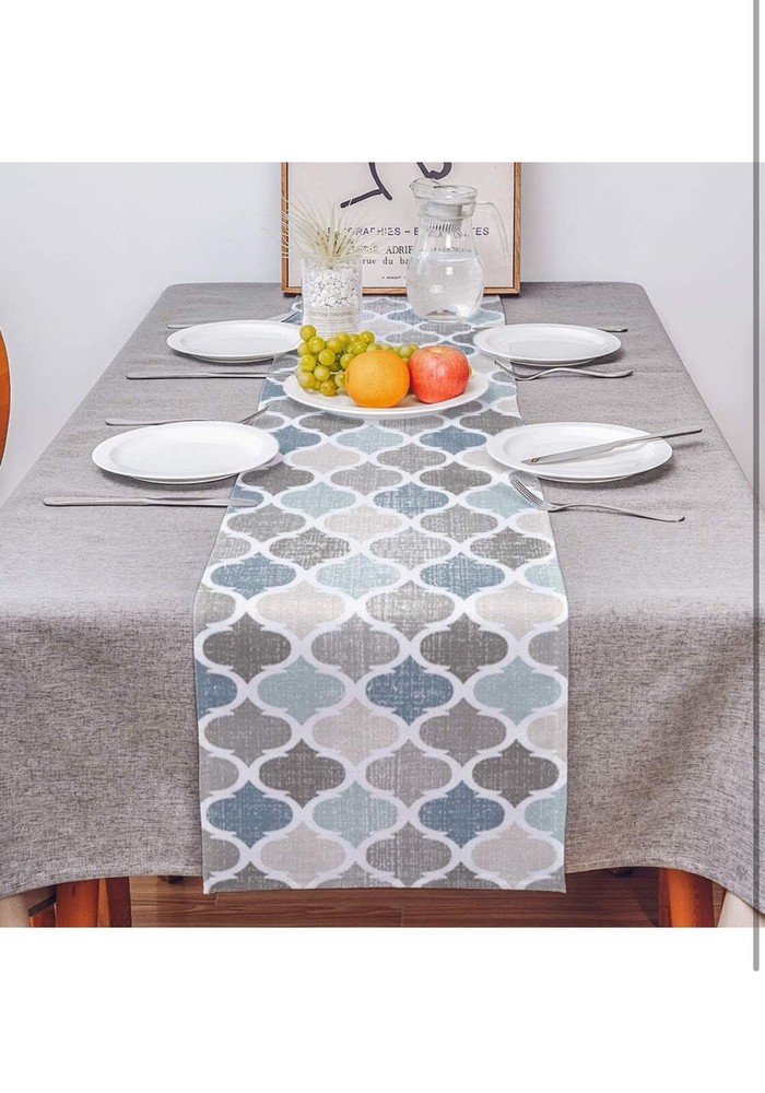 Farmhouse Table Runners 13x70inch ,Rustic Teal Table Runner for Kitchen Dining