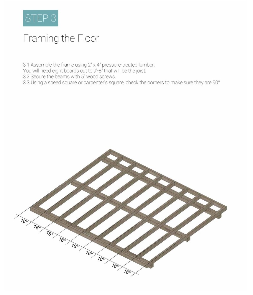 DIY Building Plans for 12'x10' Storage Shed - Elevations, Framing Plan