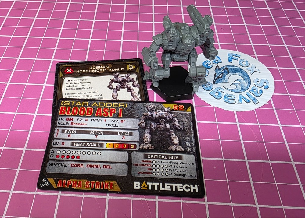 BattleTech Blood Asp Mech -- Black Remnant Command Lance + Cards