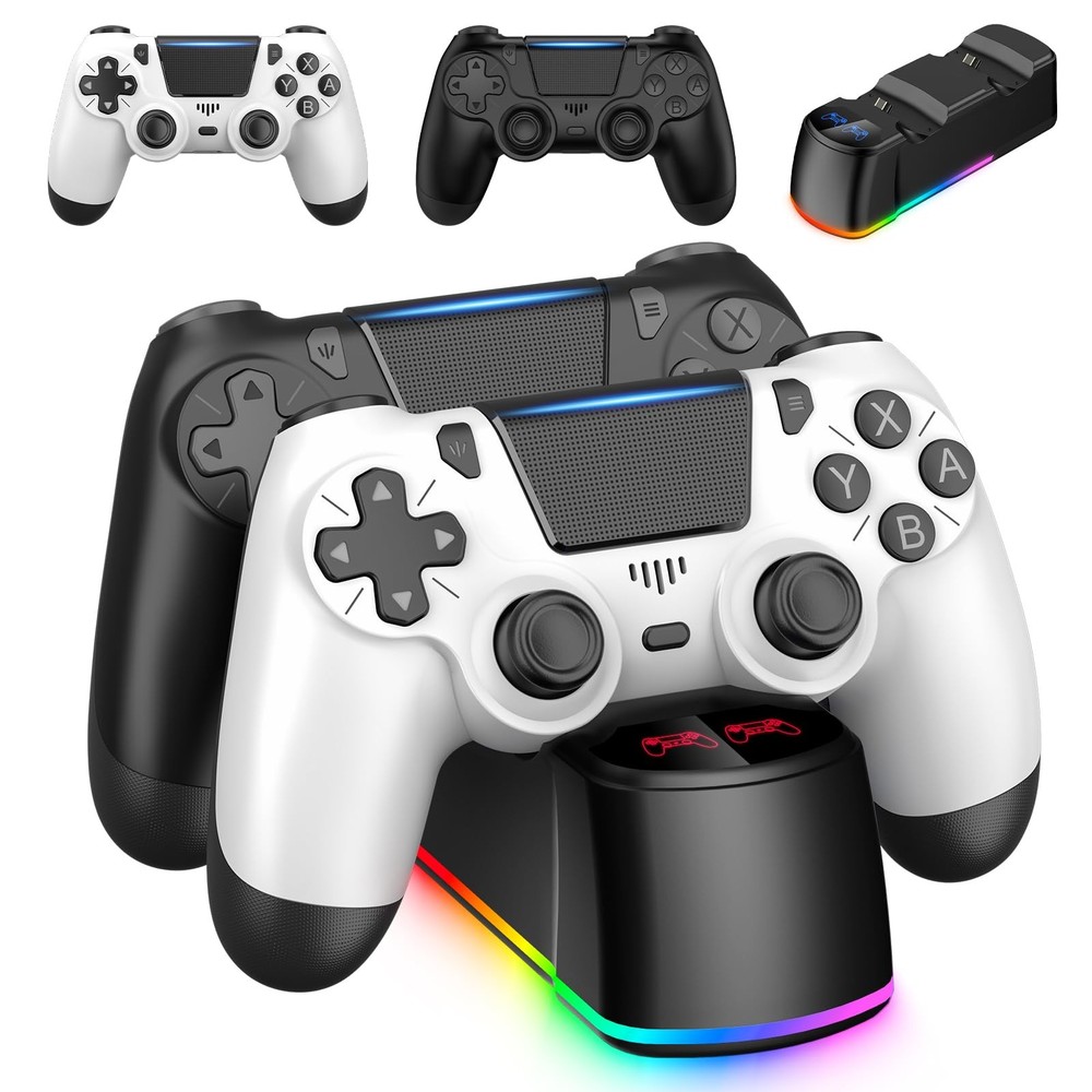 2 Pack Controllers with Charging Dock Station for PS4 Controller, Wireless Contr