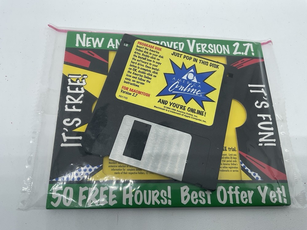 America Online Floppy Disc Unopened Version 2.7