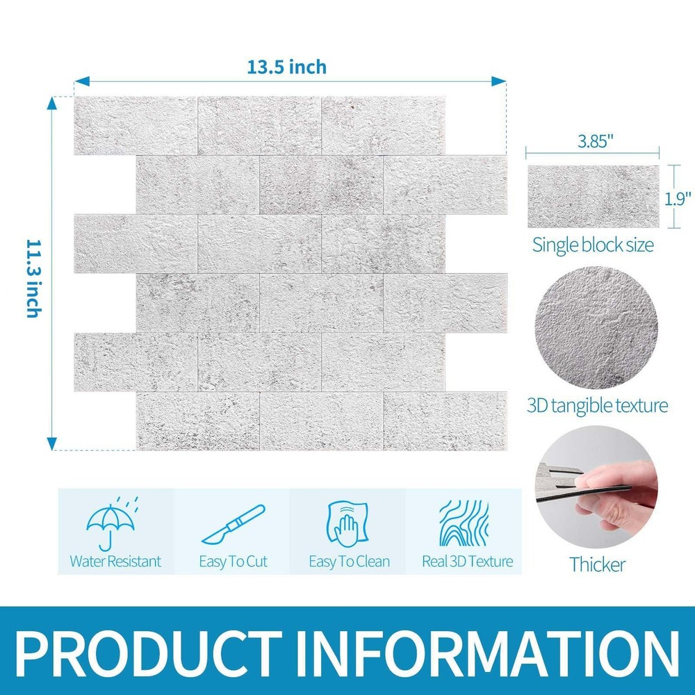 Art3d 10-Pack Peel and Stick Backsplash Wall Tile Kitchen Bathroom