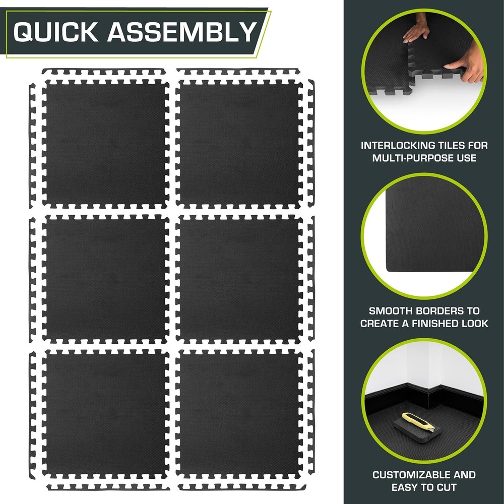 ProsourceFit Extra Thick Puzzle Exercise Mat 1", EVA Foam Interlocking Tiles for