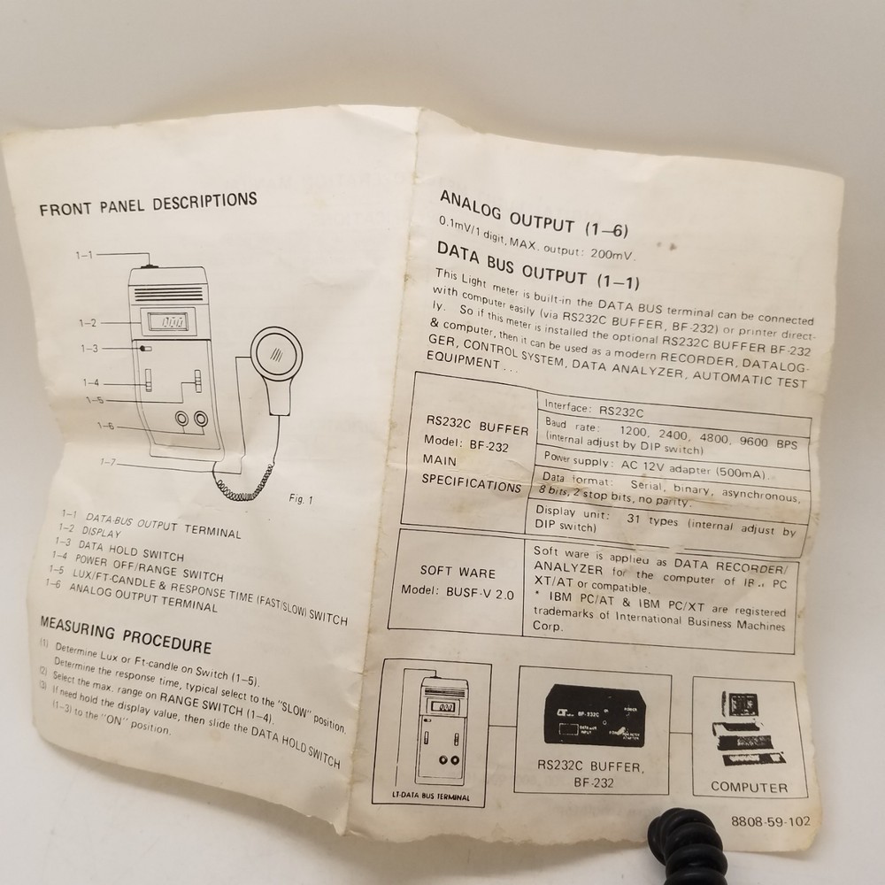 EXTECH Light Meter with Remote Sensor 0-50,000 Lux Analog/Digital Output