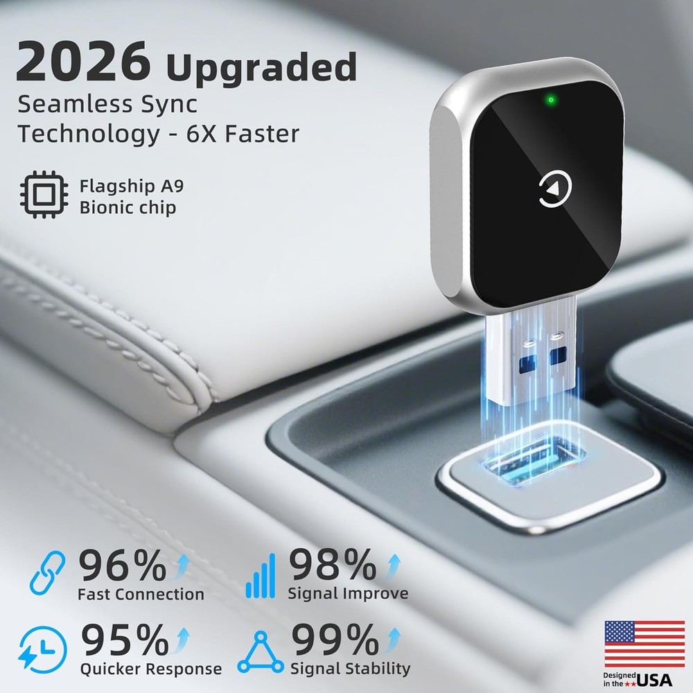 Junboer Mini Wireless Carplay Adapter for iPhone - Silver