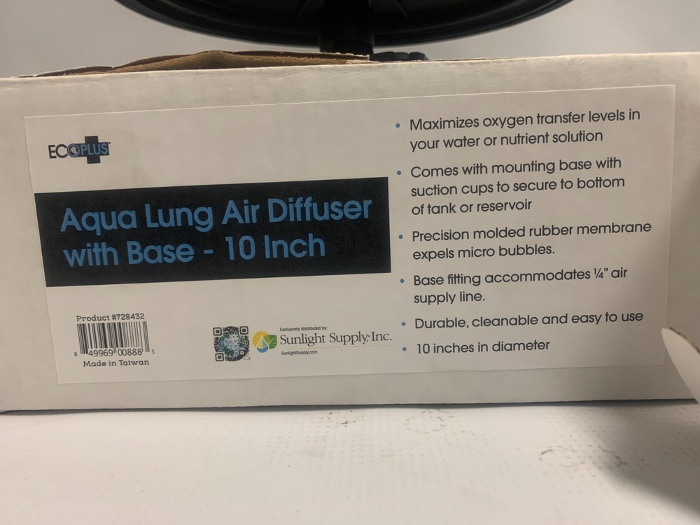 EcoPlus Aqua Lung Air Diffuser Bubbler - 10 in Water Aerator / Bubble Maker 10"D