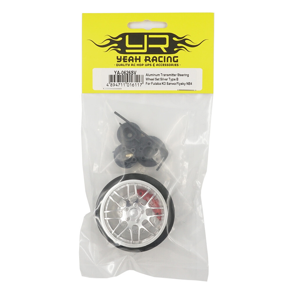 Yeah Racing YA-0626SV Aluminum Transmitter Steering Wheel Set Silver Type B