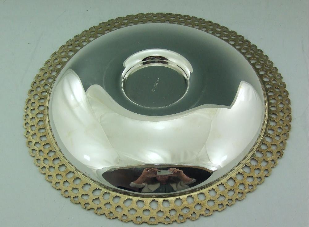 STUART DEVLIN SILVER GILT BOWL 13 INCH DIA 1977