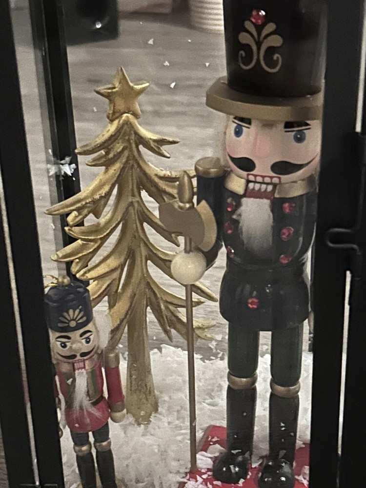 Two Christmas Themed Nutcracker Lanterns 14 In In Height 2 Nutcrackers 4" & 10"