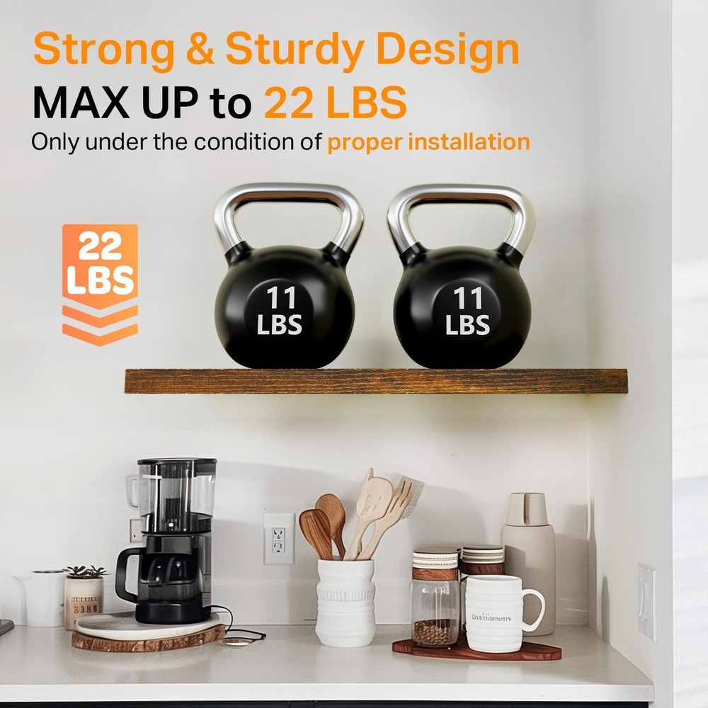 Rustic Brown Hanging Shelves 3 Pack 22.5"