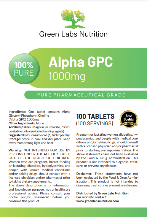 Alpha GPC 1000mg tablets Nervous System Support