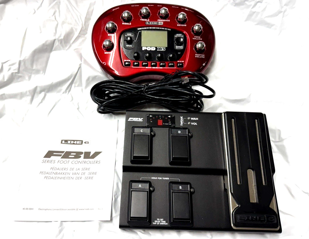 Line 6 POD DXT Multi-Effects Processor & FBV Foot Controller Set Used Tested .