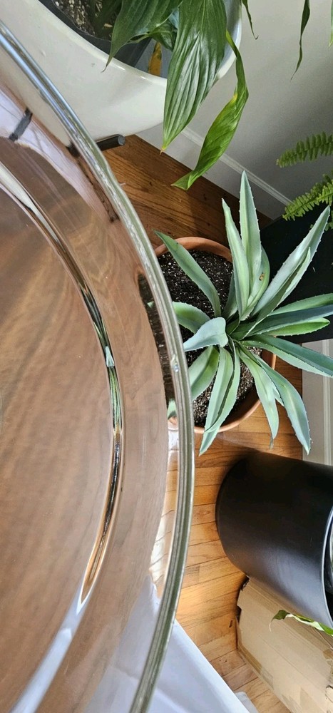 Vtg Thick Recyled Glass Planter Pot Large