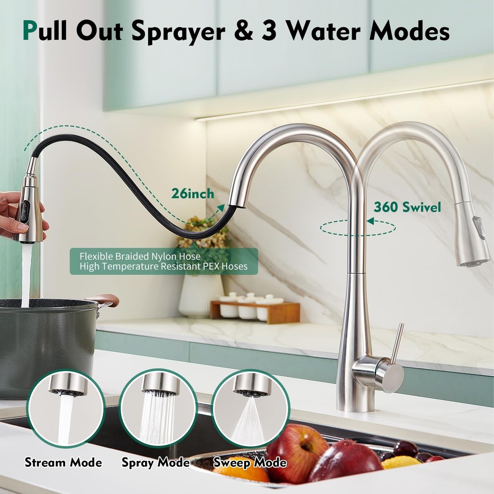Infrared Sensor Kitchen Faucet,Touchless Kitchen Faucets with Pull Down Spray...