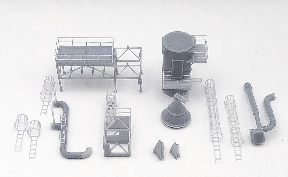HO Scale Dust Collection Rd. L. wPlatform Kit for Grain Elevator Structures 1:87