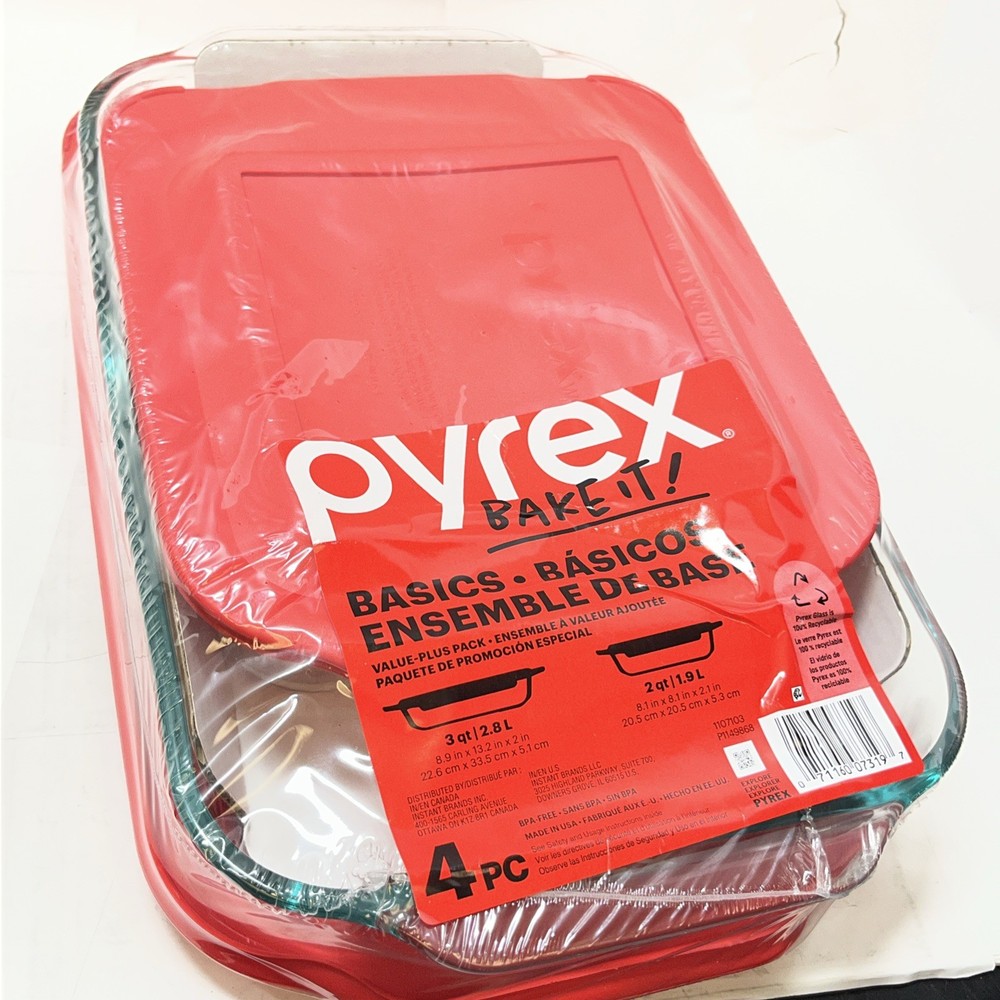 Pyrex Bake It Deep Glassware Set (2 Glassware, 2 Lids)