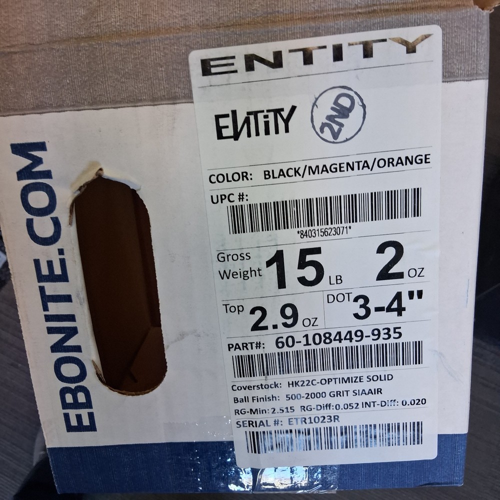 Ebonite Entity BOWLING ball 15 lb. NEW IN BOX #023