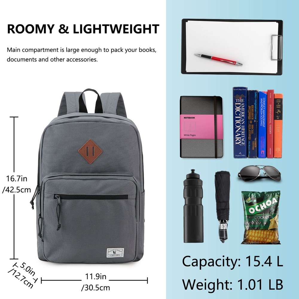 School Backpack For Men Women Lightweight Classic Basic Bookbag Black Bag