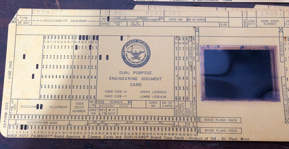 Lot of 20 Yellow Data Engineering Microfiche Computer Punch Cards