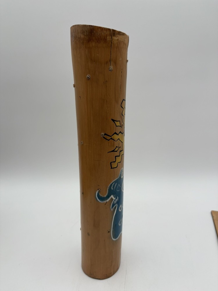 Vintage Hand Painted Bamboo 12” Rain Stick