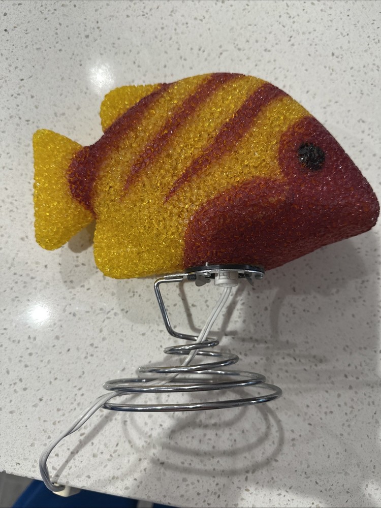 Vintage Fish Plastic Popcorn Lamp Night Light Red Yellow Fish