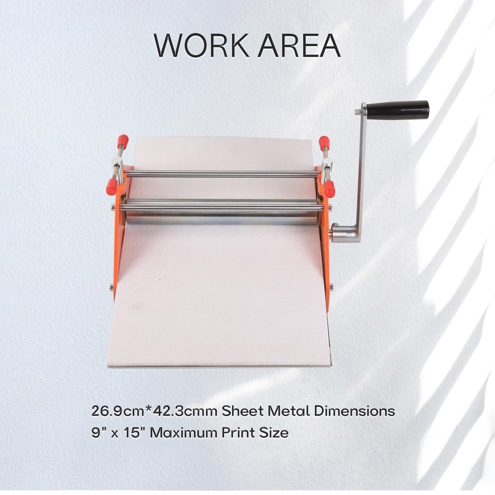 Basic Etching Press Printing Machine Metal Construction w/Anti-Slip Sticky Plate