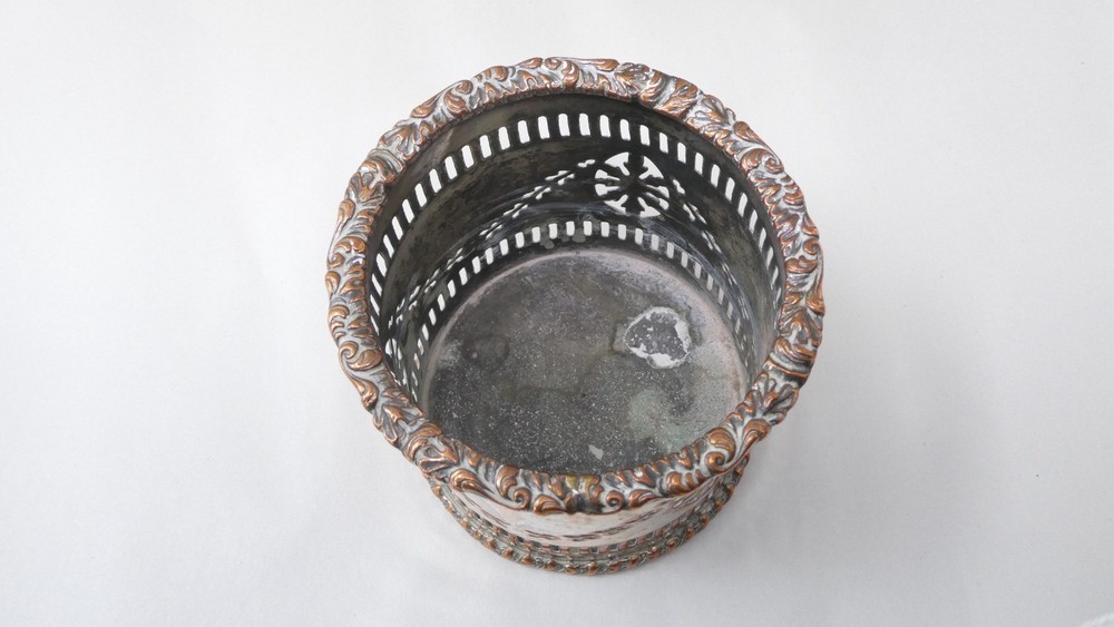 Pierced Bottle Coaster Silver Plated Foliate Scrollwork Openwork Sheffield Plate