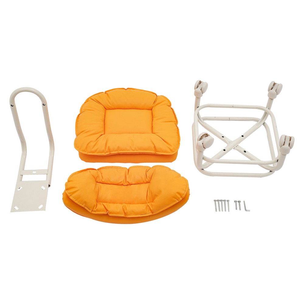 Orange Rolling Stool with Back Rest Heavy Duty Rolling Stool Roller Chair