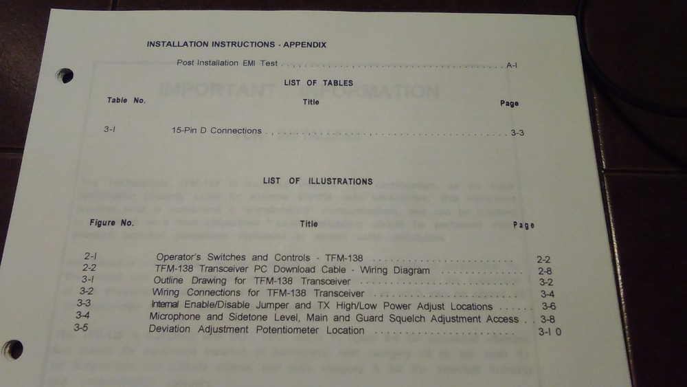 Technisonic VHF FM Model TFM-138 Install & Operator's Manual