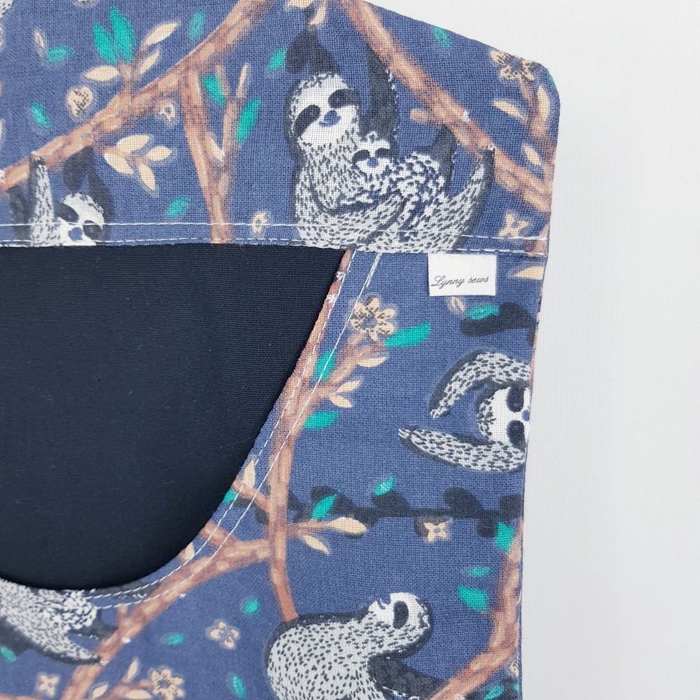 Peg Bag Handmade Navy Blue Sloth Print Lined Laundry Clothes Peg Holder
