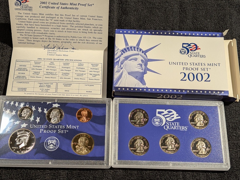 2002 US Proof set OGP COA
