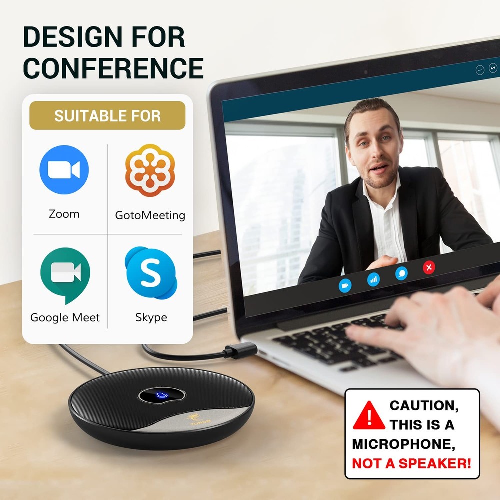 TONOR USB Conference Microphone, 360° Omnidirectional PC Computer Condenser Mic