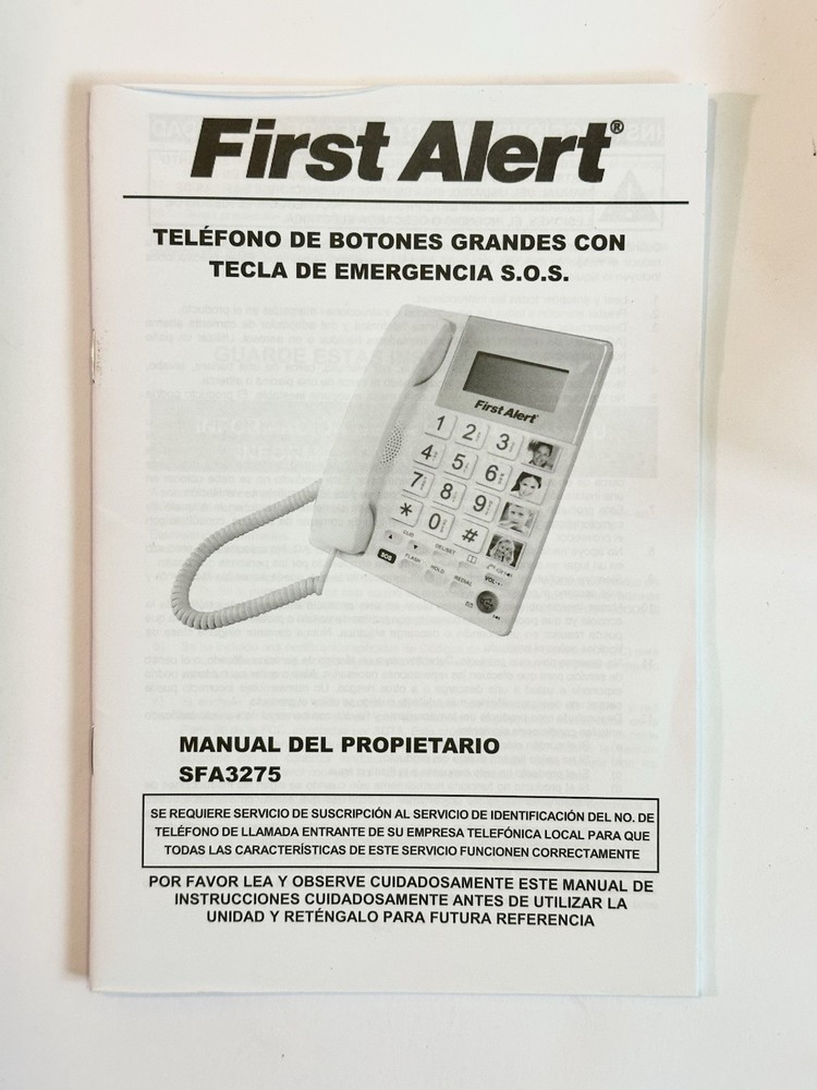 Big Button Telephone First Alert With Emergency Key Sfa 3275 Removable Pics
