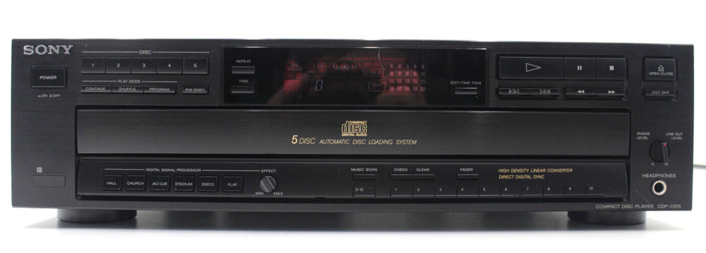 SONY CDP-C615 5 Disc Automatic Disc Loading System Tested w/o Remote