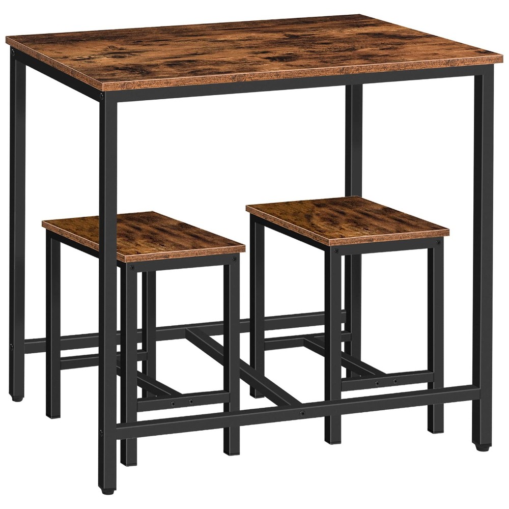 3-Piece Industrial Dining Table Set, Kitchen Table, Space Saving Dinette for ...